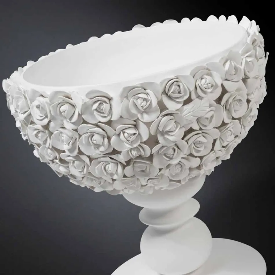 Jarrón decorativo de interior en cerámica Biana con decoración Made in Italy - Camogli Viadurini