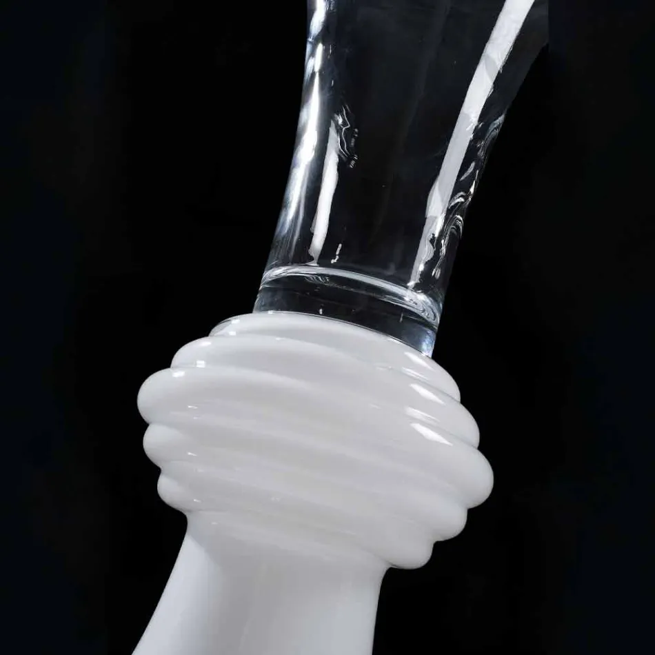 Jarrón de vidrio decorativo para interiores con base blanca Made in Italy - Catia Viadurini