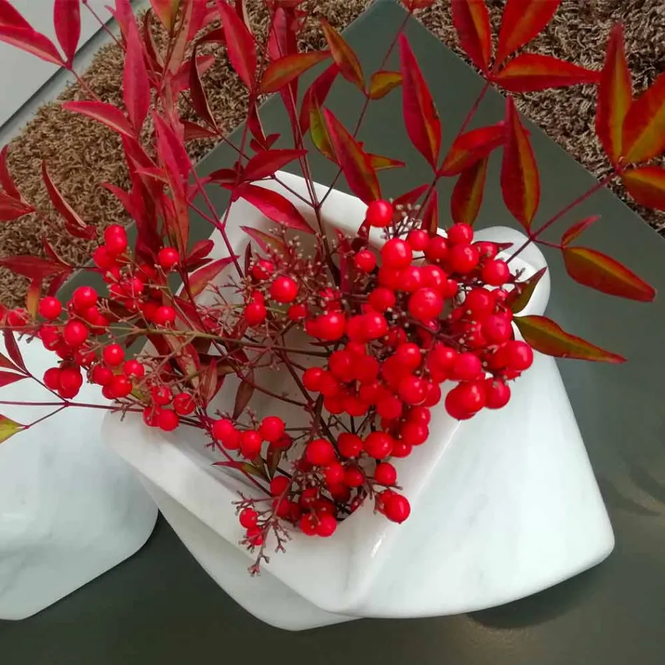 Jarrón de diseño decorativo en mármol Bardiglio o Carrara Made in Italy - Prisma Viadurini