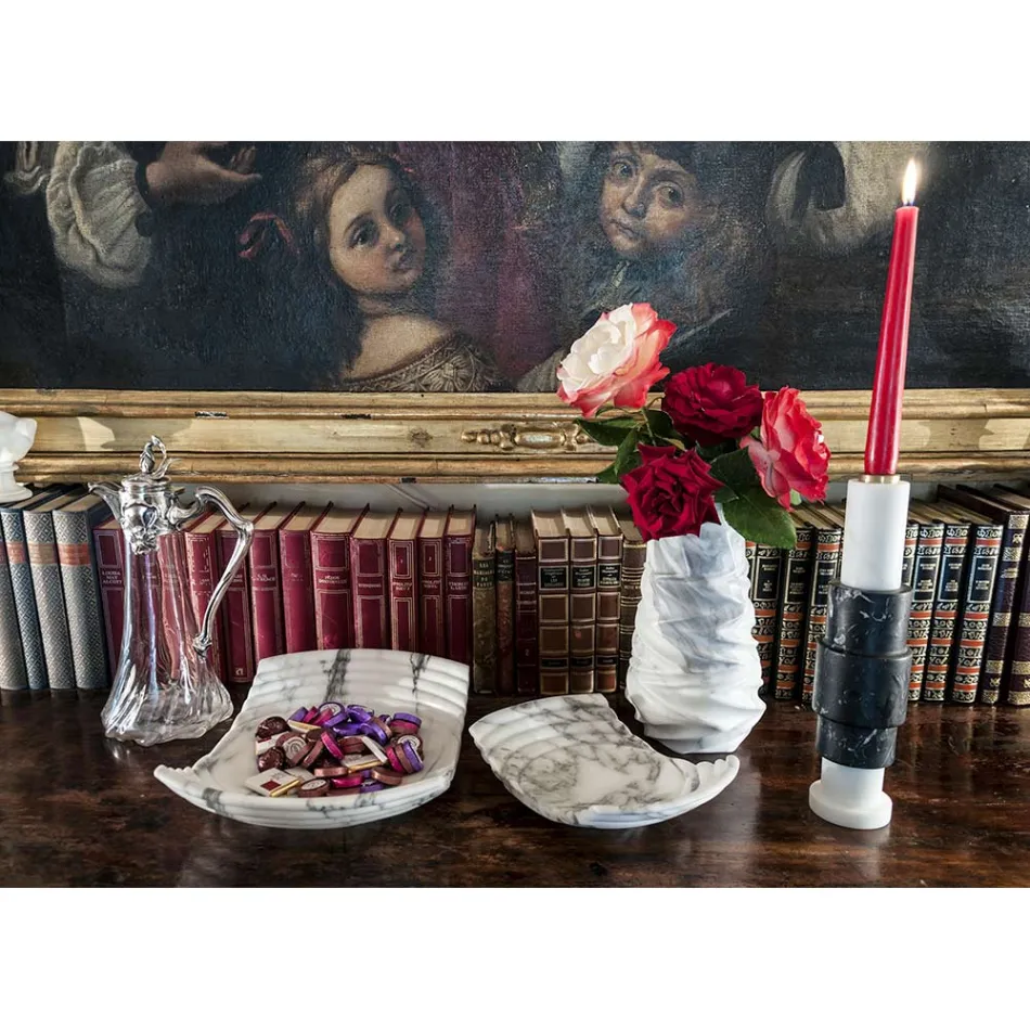 Jarrón decorativo de diseño de mármol arabesco hecho en Italia - Brock Viadurini