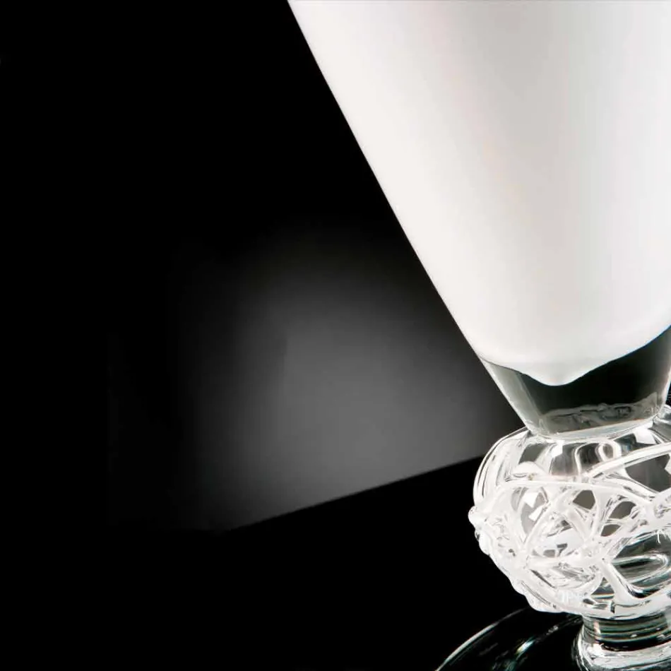 Jarrón decorativo en vidrio blanco y transparente hecho a mano en Italia - Crezia Viadurini