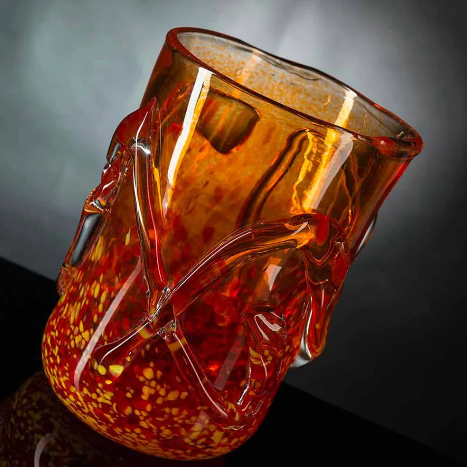 Jarrón decorativo de cristal soplado de Murano naranja Made in Italy - Mister Viadurini