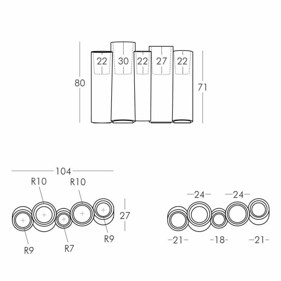 Jarrón decorativo brillante Slide Bamboo de diseño moderno hecho en Italia Viadurini