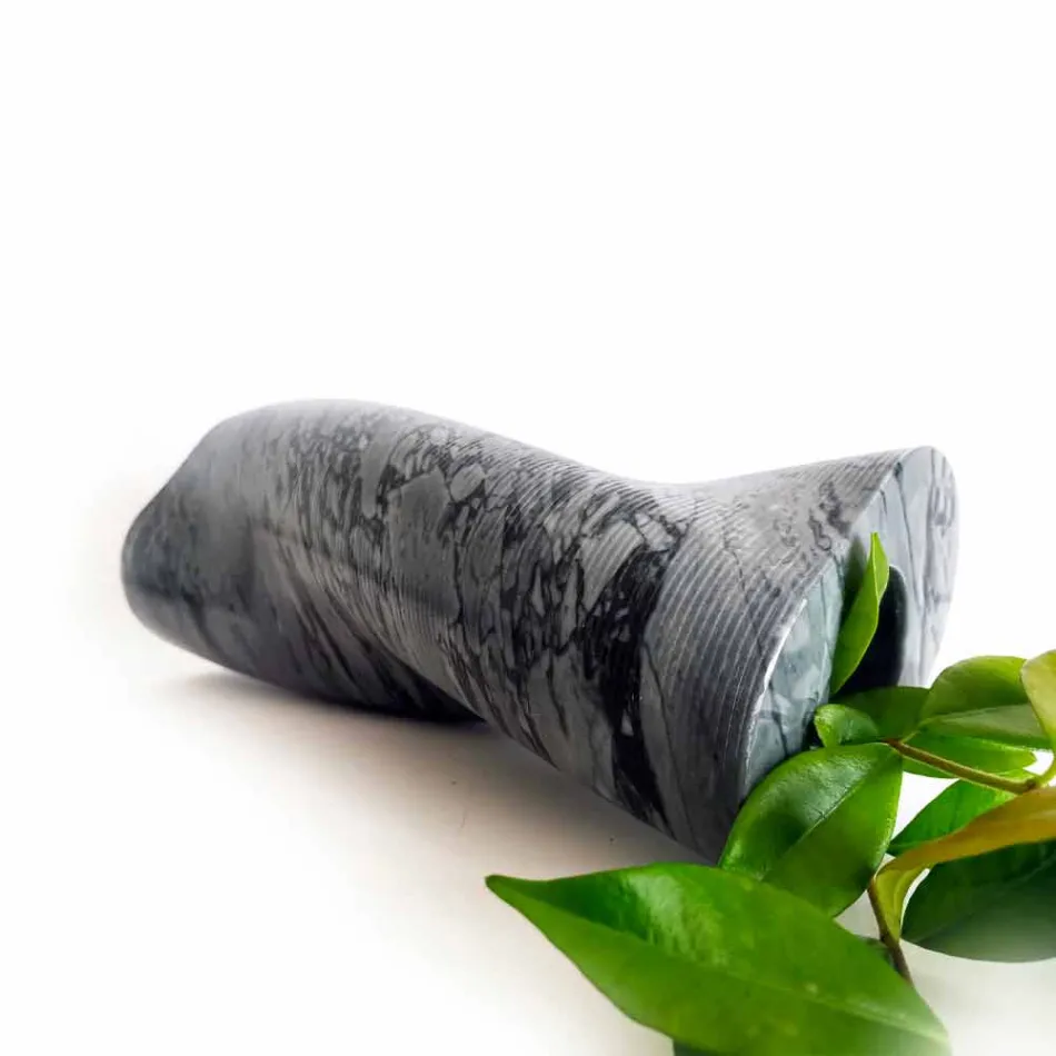 Jarrón decorativo moderno en mármol Bardiglio Fiorito Made in Italy - Dido Viadurini