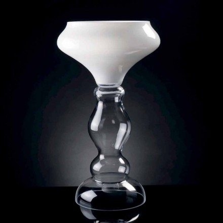 Jarrón decorativo moderno en vidrio blanco y transparente Made in Italy - Vulcano Viadurini