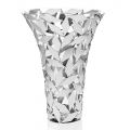 Jarrón de lujo elegante en vidrio y decoraciones geométricas de metal plateado - Torresi