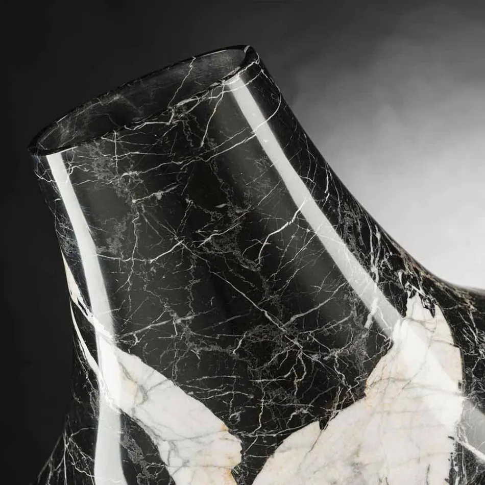 Jarrón de interior elegante en mármol blanco y negro Made in Italy - Original Viadurini