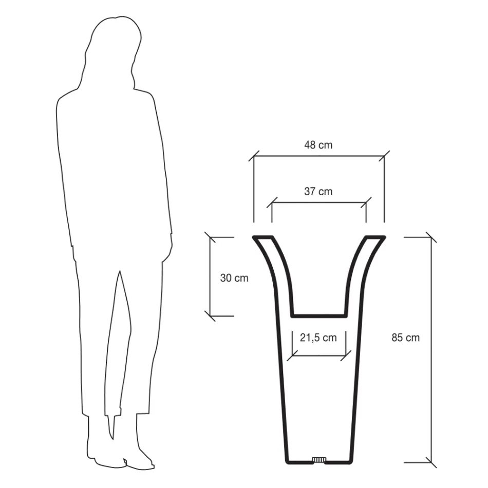 Jardinera redonda de polietileno Made in Italy - Tremont Viadurini