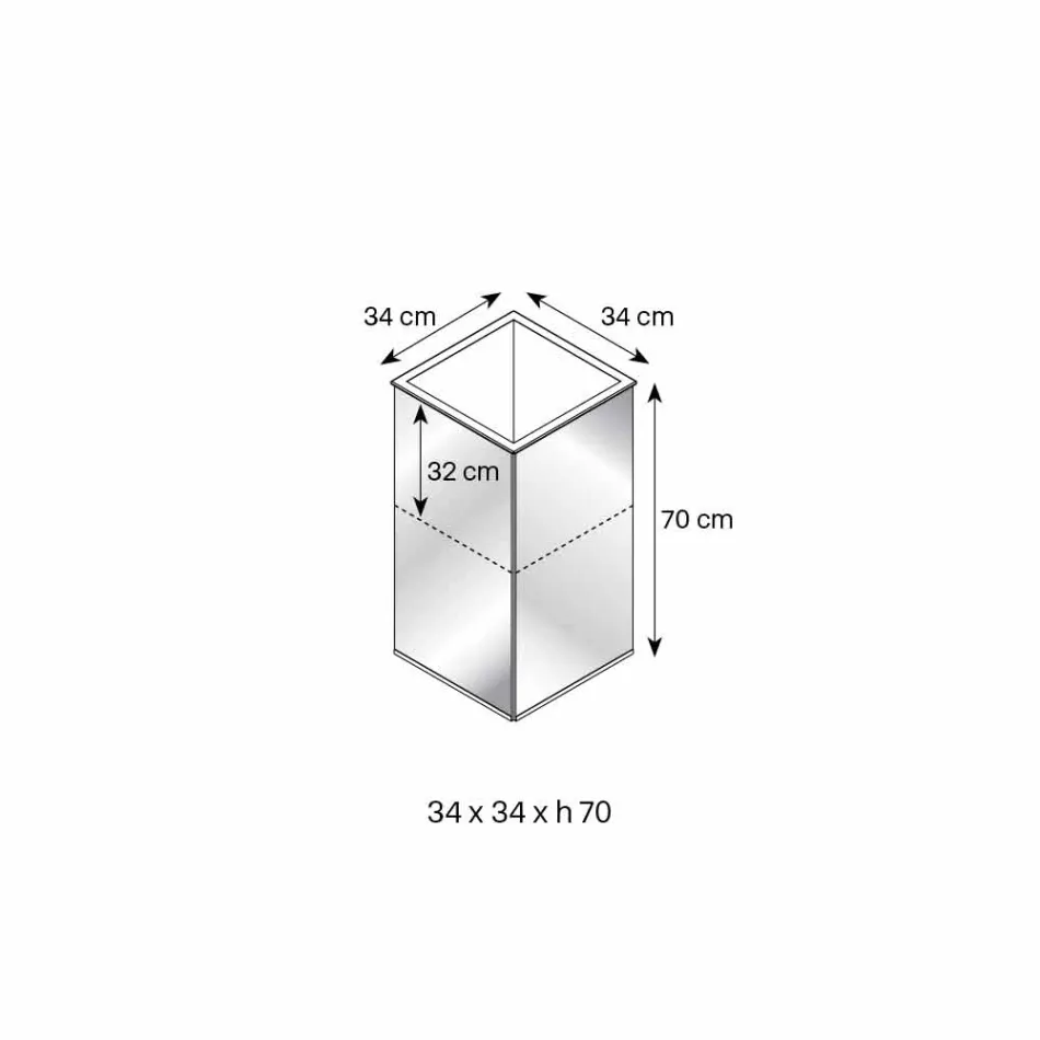 Jarrón y estructura de espejo geométrico independiente en madera y acero - Ghenna Viadurini