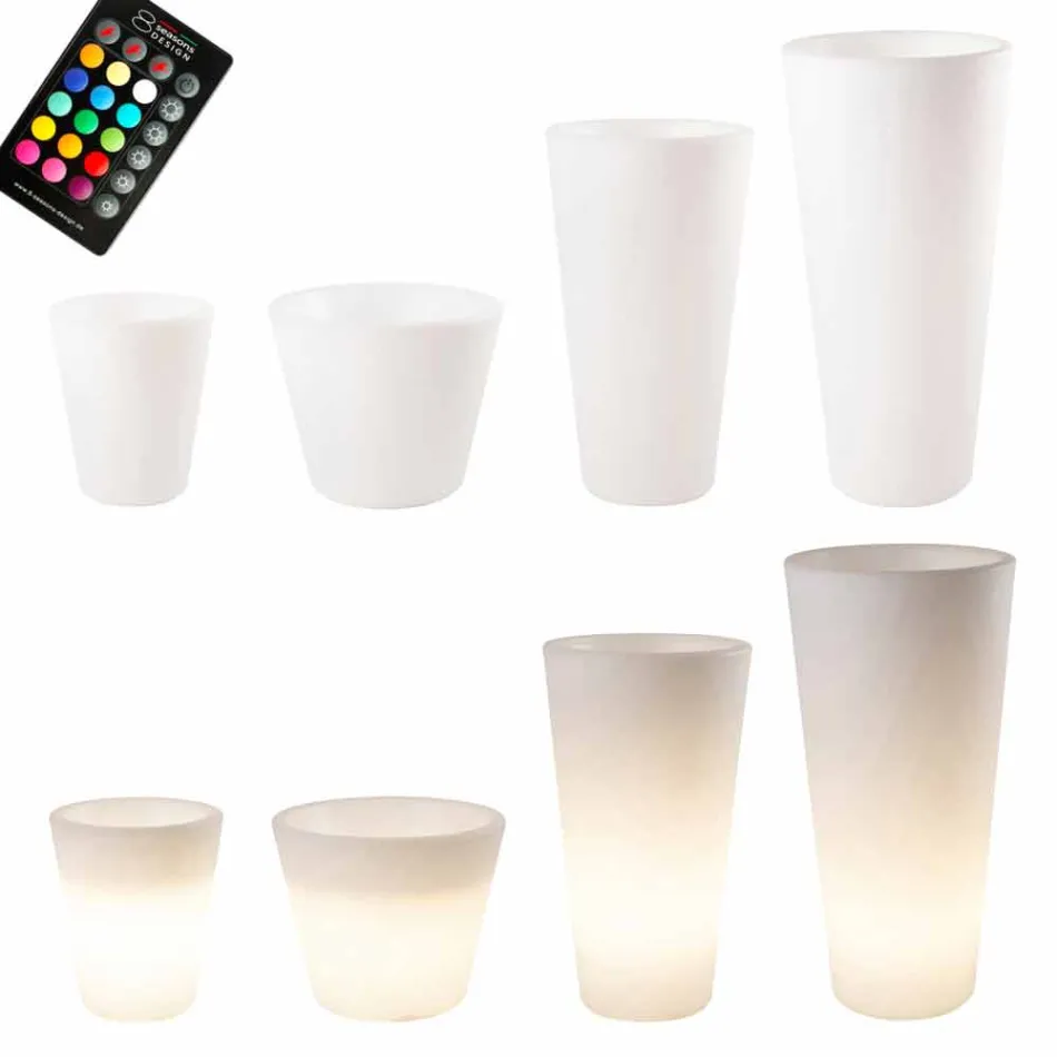 Maceta iluminada por LED multicolor o solar para jardín o salón - Vasostar Viadurini