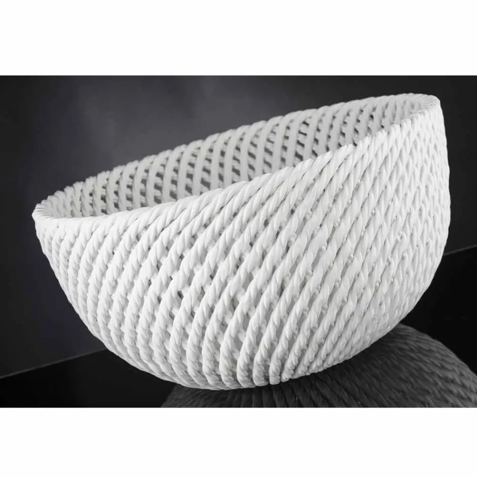 Jarrón de cerámica hecho a mano con trama tejida Made in Italy - Napoleón Viadurini