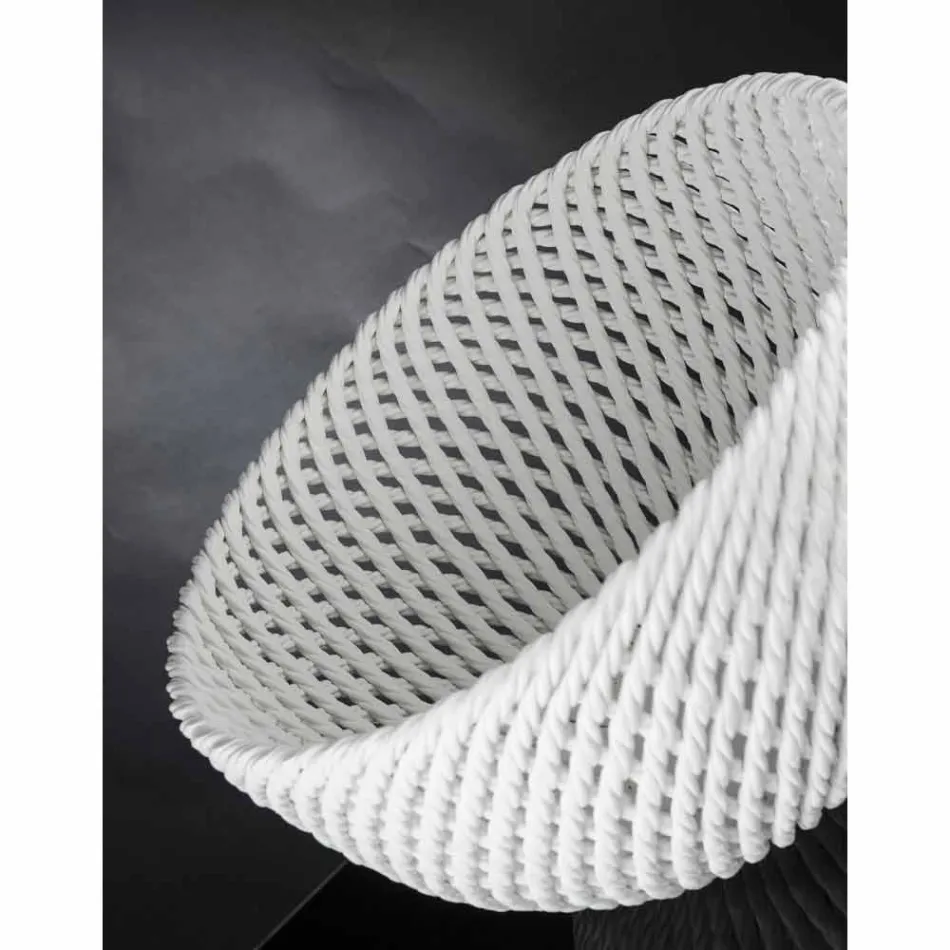 Jarrón de cerámica hecho a mano con trama tejida Made in Italy - Napoleón Viadurini