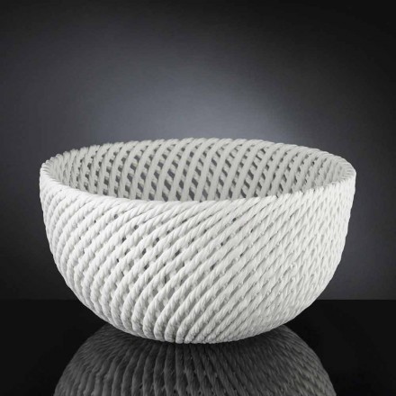 Jarrón de cerámica hecho a mano con trama tejida Made in Italy - Napoleón Viadurini