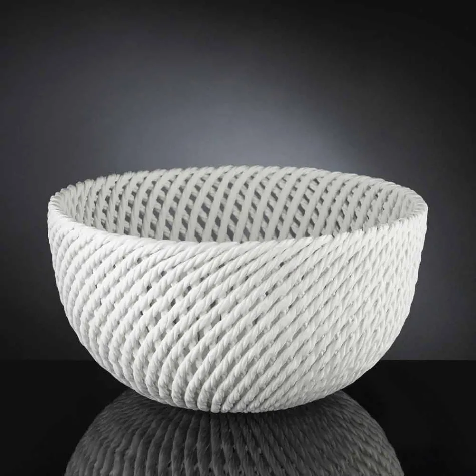 Jarrón de cerámica hecho a mano con trama tejida Made in Italy - Napoleón Viadurini