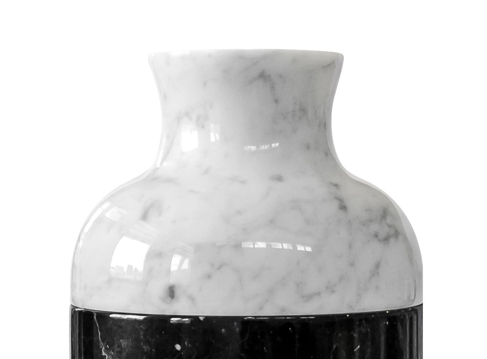 Jarrón en mármol blanco de Carrara y diseño de lujo en Marquinia negro - Calar Viadurini