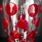 Jarrón de cristal soplado de Murano transparente y rojo Made in Italy - Cenzo Viadurini