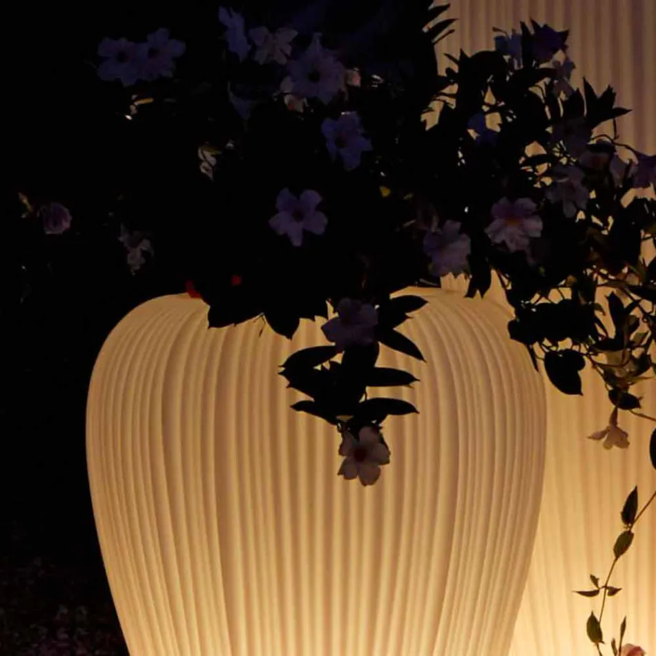 Jarrón para exteriores luminoso de diseño moderno en polietileno, 2 piezas - Skin by Myyour Viadurini