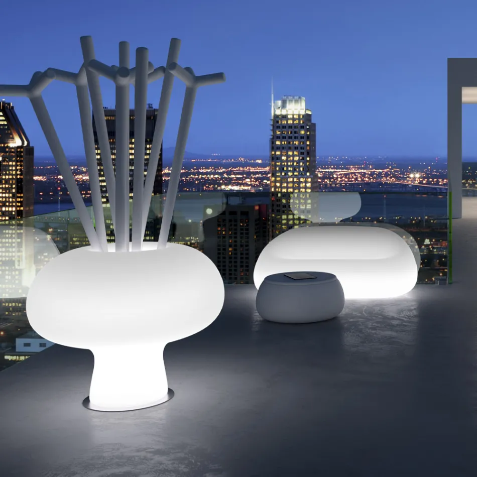 Jarrón luminoso para exterior en polietileno con luz LED Made in Italy - Boba Viadurini