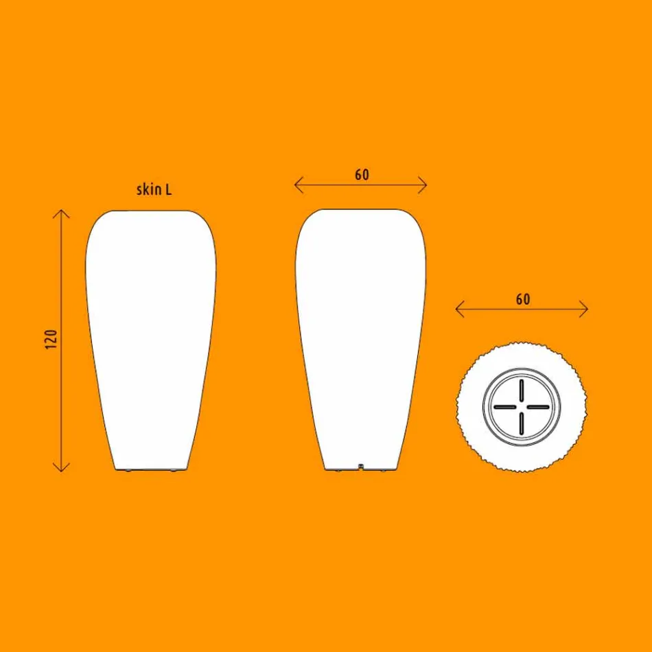 Jarrón para exteriores brillante en polietileno de diseño moderno - Skin by Myyour Viadurini
