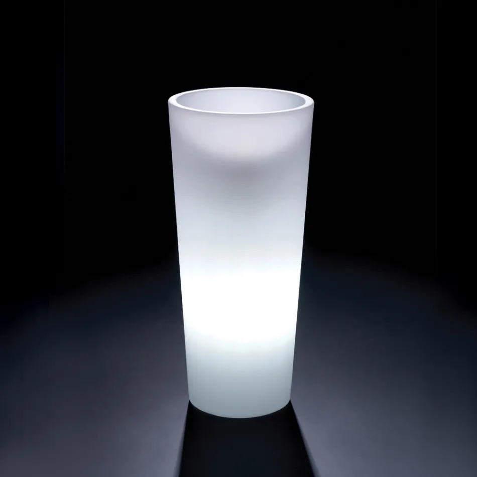 Jarrón alto iluminado para interiores en polietileno perlado, fabricado en Italia - Devid Viadurini