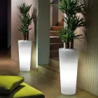 Jarrón alto iluminado para interiores en polietileno perlado, fabricado en Italia - Devid Viadurini