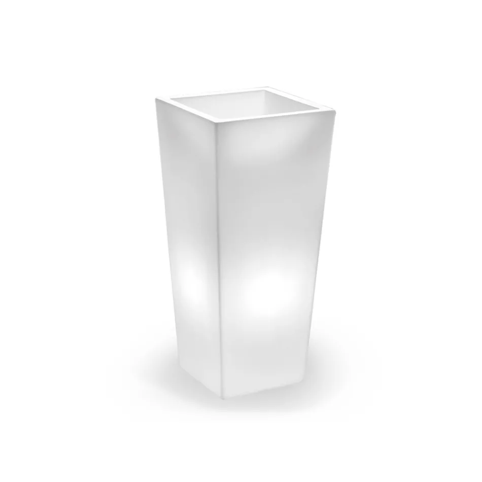 Jarrón alto iluminado para interiores en polietileno perlado, fabricado en Italia - Devid Viadurini