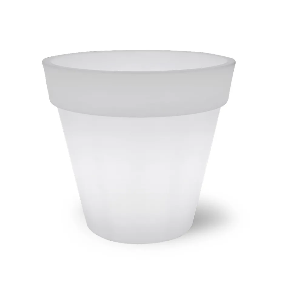 Florero Luminoso para Exterior en Polietileno Blanco Made in Italy - Taralla Viadurini