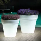 Florero Luminoso para Exterior en Polietileno Blanco Made in Italy - Taralla Viadurini