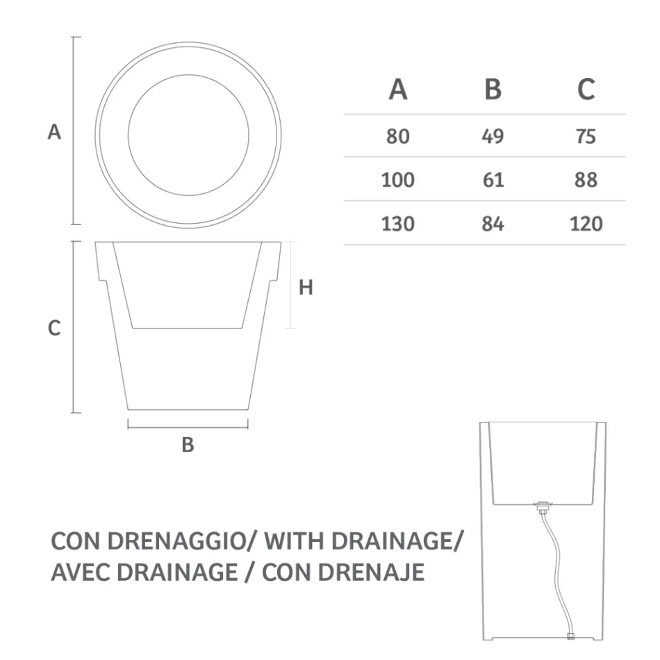Florero Luminoso para Exterior en Polietileno Blanco Made in Italy - Taralla Viadurini