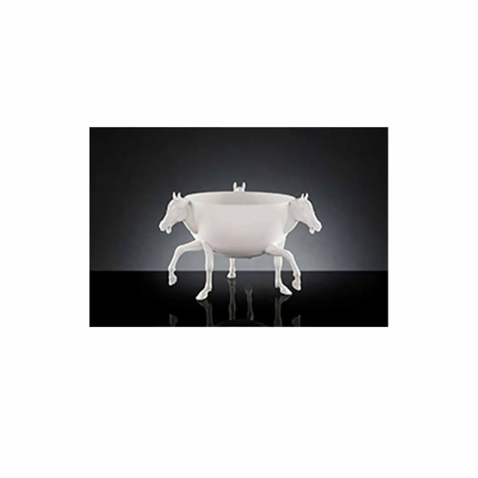 Jarrón ornamental de interior en cerámica blanca u oro de 24 k Made in Italy - Jacky Viadurini