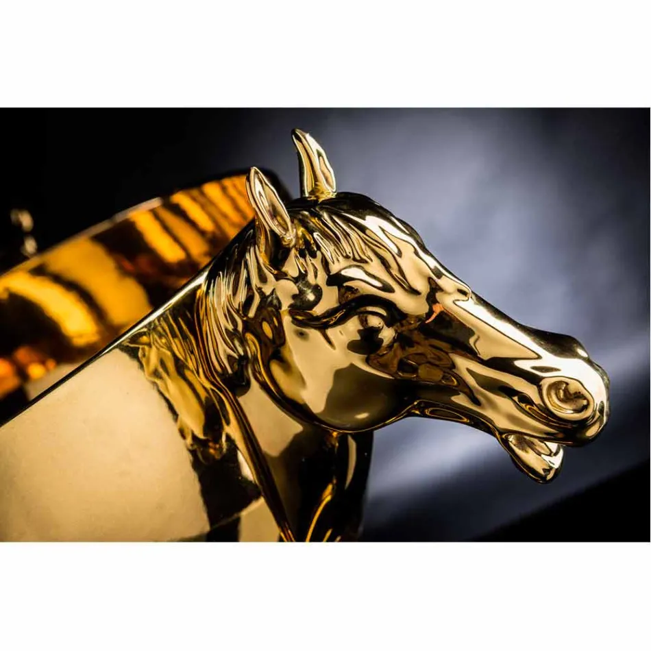 Jarrón ornamental de interior en cerámica blanca u oro de 24 k Made in Italy - Jacky Viadurini