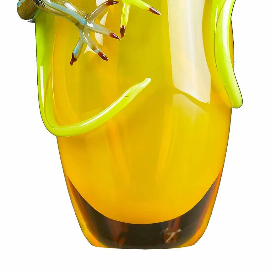 Jarrón ornamental de vidrio coloreado hecho a mano en Italia - Geco Viadurini