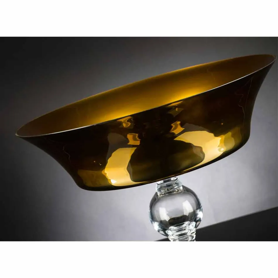 Jarrón ornamental en oro y vidrio soplado transparente Made in Italy - Delfino Viadurini