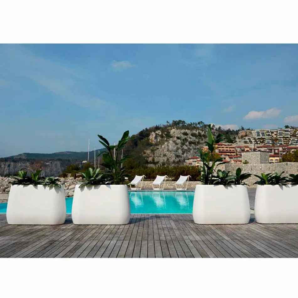 Jarrón de diseño blanco para interiores o exteriores en tres tamaños, 2 piezas - Pandora by Myyour Viadurini