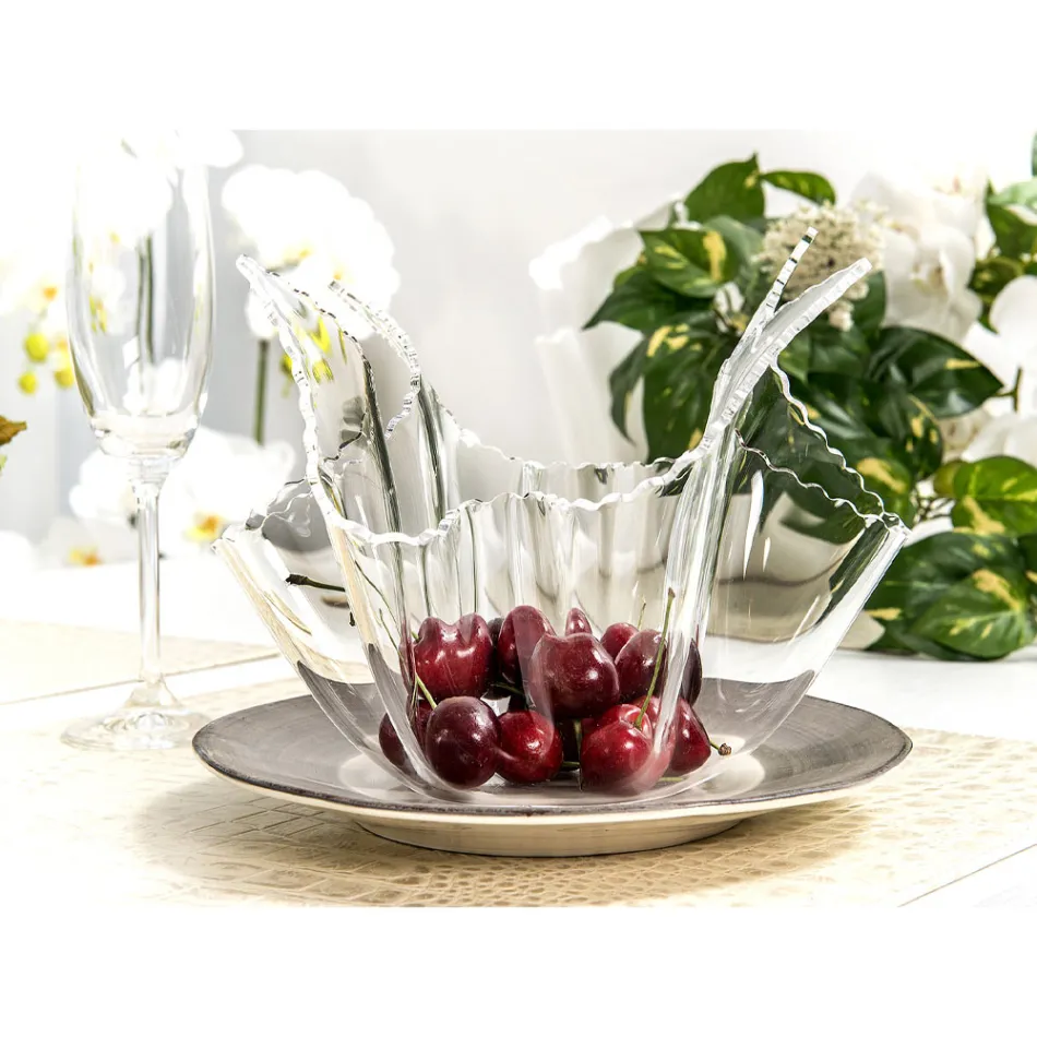 Jarrón reciclable drapeado de plexiglás de colores 2 piezas 2 tamaños - Gabria Viadurini