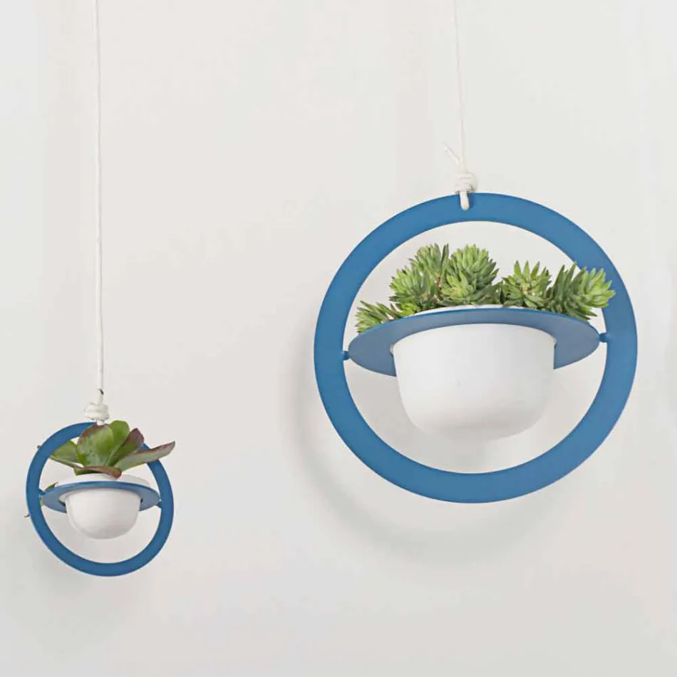 Florero colgante en acero y cerámica Made in Italy - Leotta Viadurini