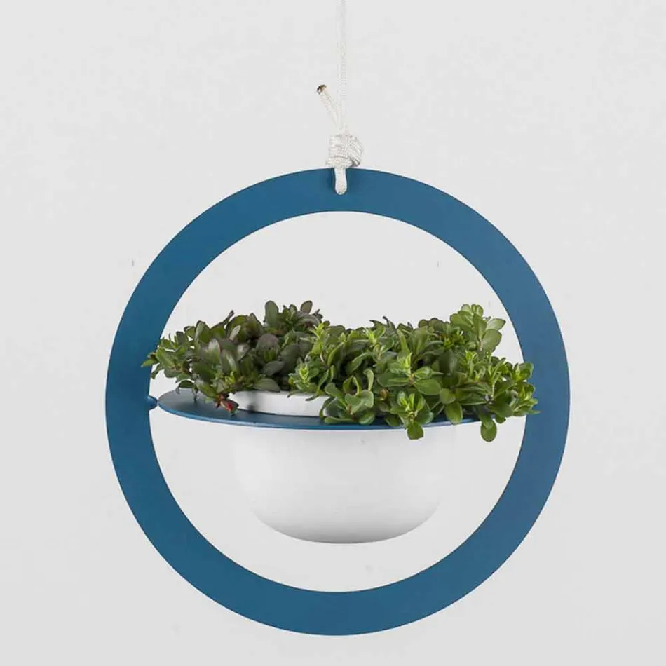 Florero colgante en acero y cerámica Made in Italy - Leotta Viadurini