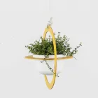 Florero colgante en acero y cerámica Made in Italy - Leotta Viadurini