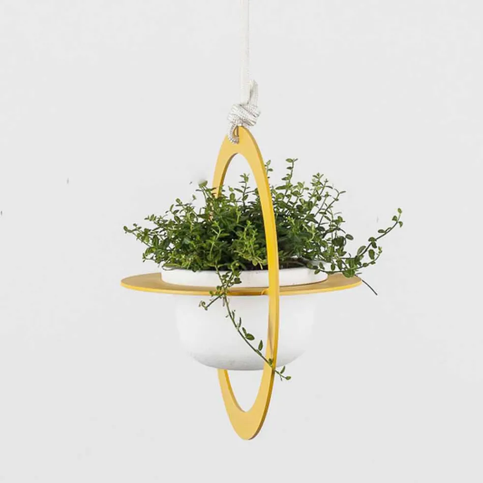 Florero colgante en acero y cerámica Made in Italy - Leotta Viadurini