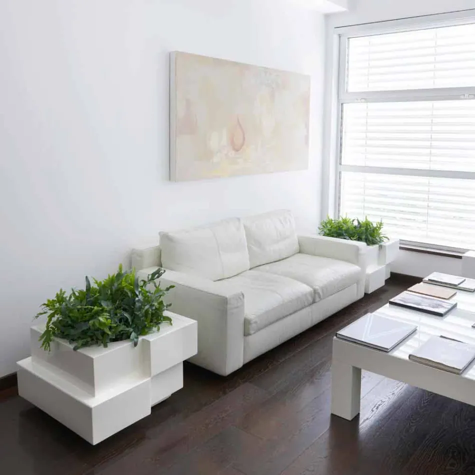 Jarrón sobre ruedas negro, blanco Slide Cubic Yo irregular moderno hecho en Italia Viadurini