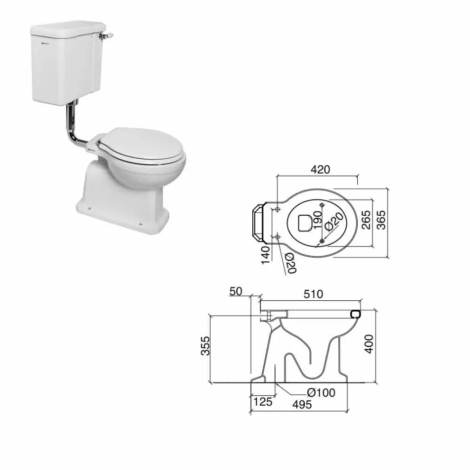 WC montado en el piso con casete de cerámica y asiento negro Made in Italy - Marwa Viadurini