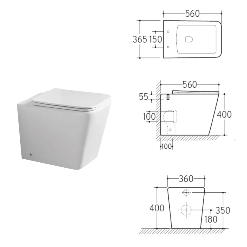 Inodoro de pie con asiento cerámico de cierre suave y diseño moderno - Giunco Viadurini