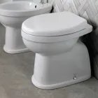 Inodoro moderno de cerámica blanca de pie con asiento de poliéster - Sílice Viadurini