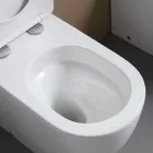 Inodoro de pie con asiento de cierre suave en cerámica blanca - Elm Viadurini