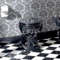 Wc Florero de piso clásico en cerámica negra con asiento, hecho en Italia - Marwa