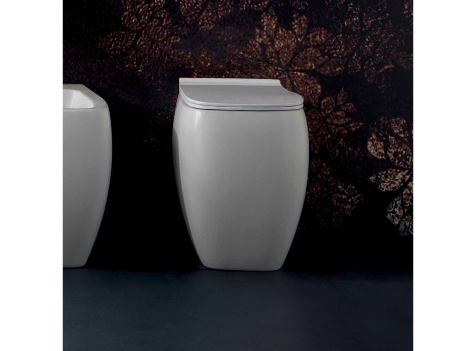 Jarrón WC de cerámica blanco con diseño moderno Gais, hecho en Italia Viadurini