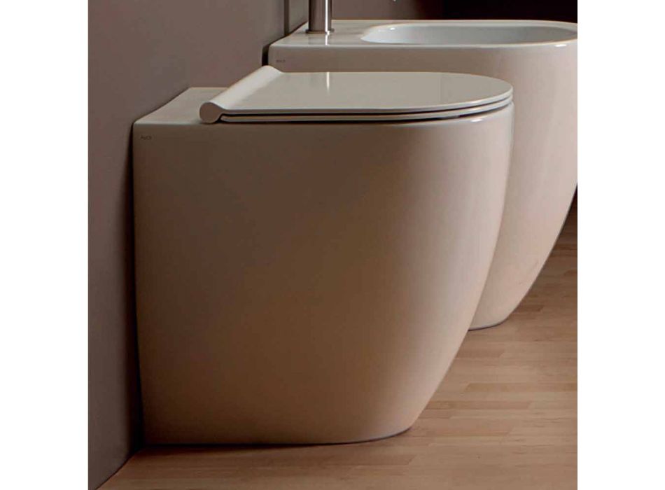 Inodoro de cerámica blanca de diseño moderno Shine Square H50 Rimless Viadurini