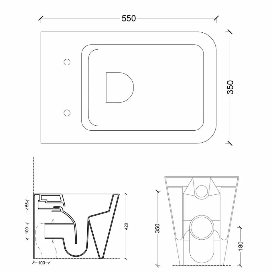Diseño moderno blanco cerámica WC Sun Square, hecho en Italia Viadurini