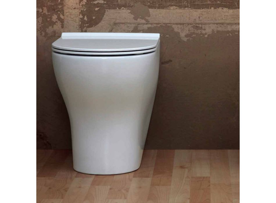 Inodoro de cerámica blanca Estrella 54x35cm hecho en Italia, diseño moderno Viadurini