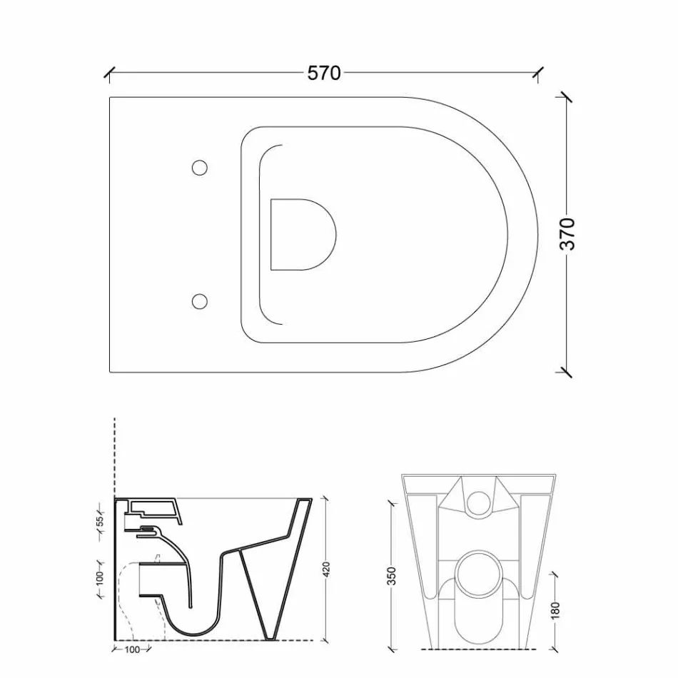 Inodoro de cerámica blanca moderna Sol redondo 57x37 cm hecho en Italia Viadurini